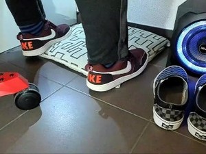 Male Shoeplay And Stomping Stuff At Home In Nikes, Vans, Blue Stiped Socks