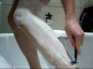 German Dude Films Himself Shaving His Legs In The Bathroom
