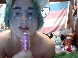 18 Y/o Ftm Trans PAWG Teen Teases And Fucks His Boy Pussy W/ Kitten Play