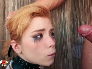 Tiny Schoolgirl With Gag Sloppy Deepthroat And Cum In Mouth - POV