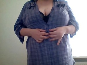 BBW Taking Of Blouse And Bra