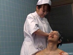 Sweet Nurse Pleases A Kinky Guy By Jerking His Hard Pecker