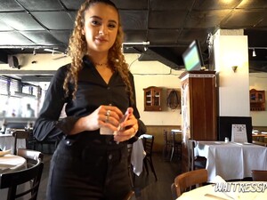 Curly Red Haired Waitress Venus Valkyrie Is Fucked For Money By One Kinky Stranger