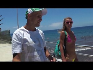 TRAVEL SHOW With Sasha Bikeyeva In A Micro Bikini. Canarias Beaches Part 2