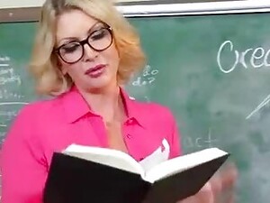 Busty Blonde Teacher Had Wild Sex With One Of The Students, While They Were In The Classroom