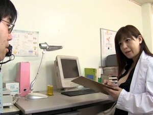 Stunning Japanese Doctor With Big Natural Boobs Giving A Handjob