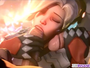 Naughty Big Boobs Blonde Super Hero From Overwatch Called Mercy Gets To Heal Dicks