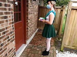 Girl Scout Selling Cookies Gets Fucked By Older Man