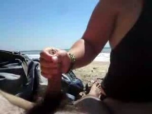 Stroking My Husbands Small Hairy Dick On The Beach
