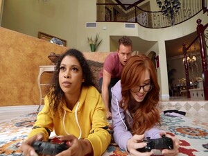 Madi Collins And Jeni Angel - And Gamer Girl Threesome Action