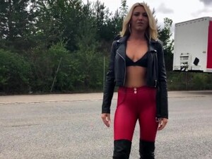Blonde German In Black Leather Jacket Sex