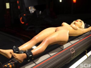 Green Alien Fucks Hard A Sexy Cuffed Girl In The Sci-fi Lab In A Spacecraft