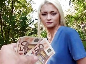 Blonde Czech Whore Alive Bell Fucks Outdoors For Money POV